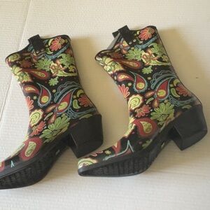 Nomad Black and Red Rain Boots cowgirl western festival